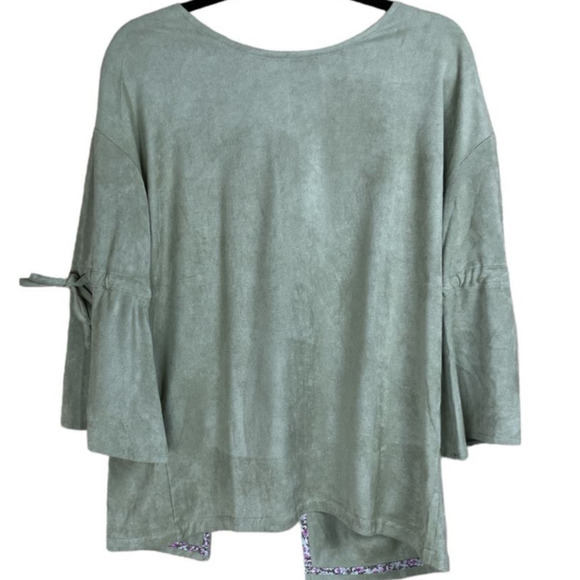 Joh Faux Suede Tunic/Shawl, Top Ties in Back, Ties at Sleeves, Seafoam Green - Picture 1 of 6